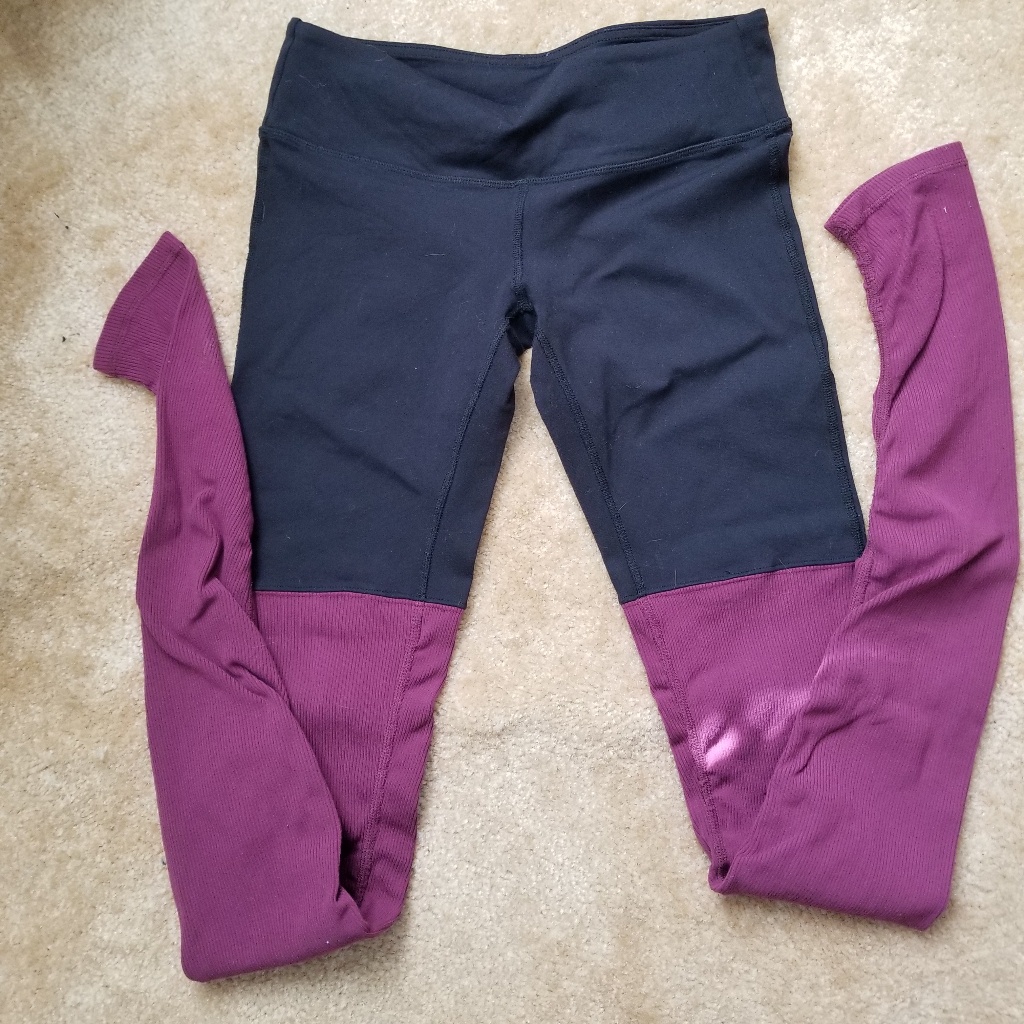 Alo Yoga Goddess Black And Purple Leggings